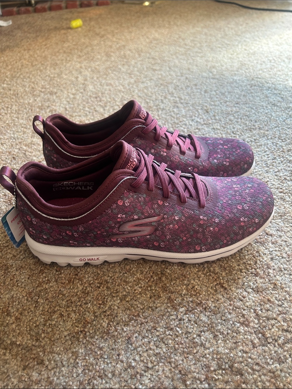 Skechers GOwalk Women's Floral Slip-On Sneakers - Plum Burgundy